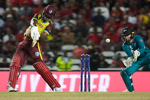 Sherfane Rutherford bats against New Zealand